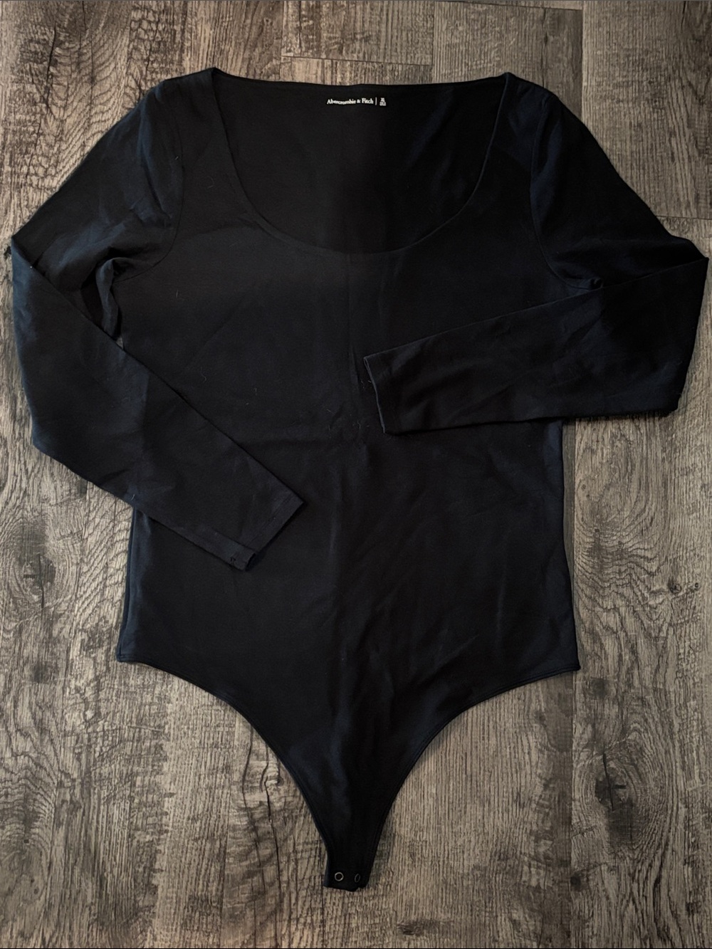 Abercrombie & Fitch Scoop Neck Long Sleeve Bodysuit - Black - Size XLarge